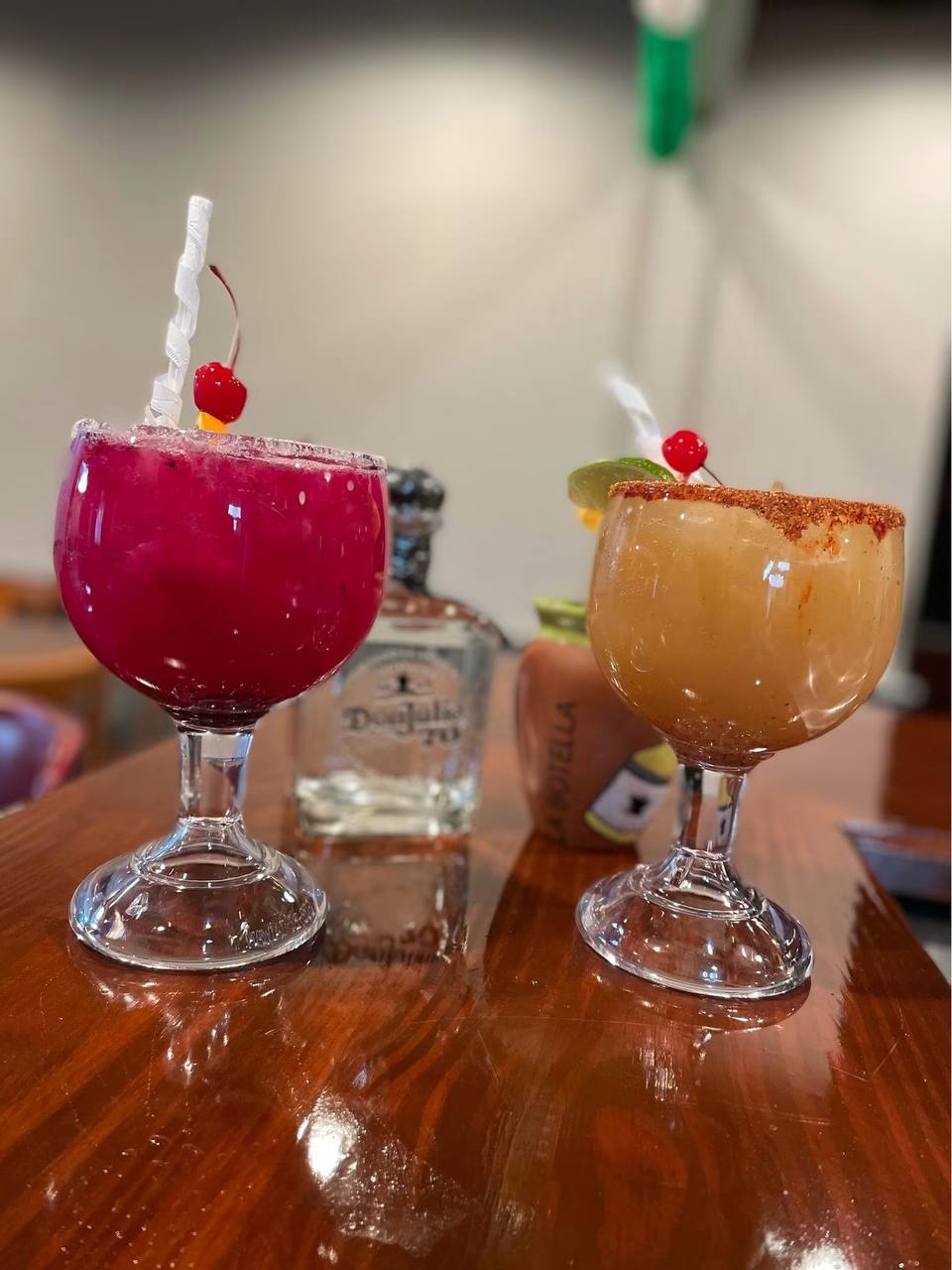 Handcrafted margaritas at the Agave Real Azul tequila bar
